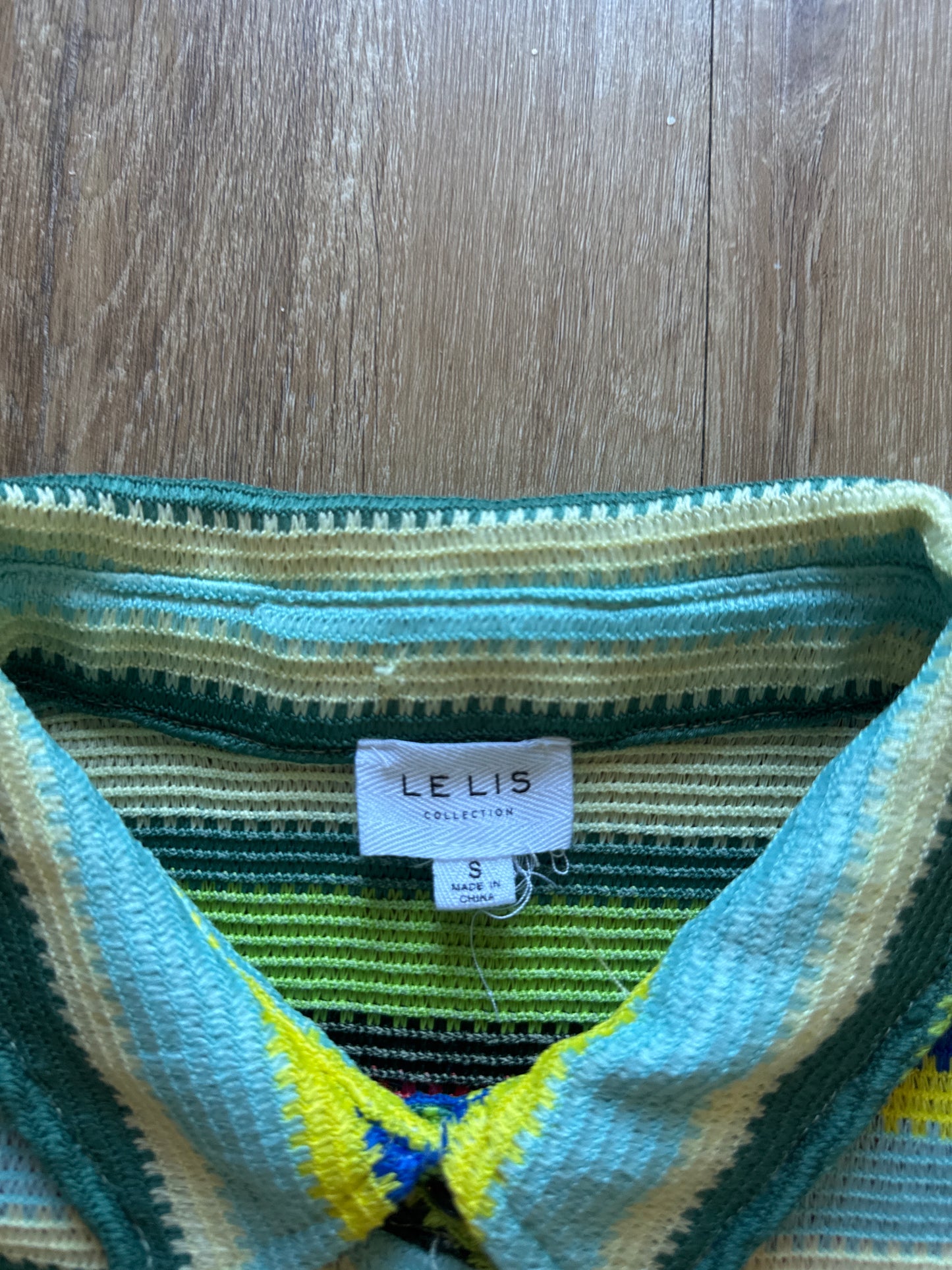 Le Lis Collection Knitted Striped Multi Color Button Up Shirt