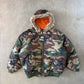 Vintage Nova Military Forest Camo Flight Bomber Fur Hooded Jacket