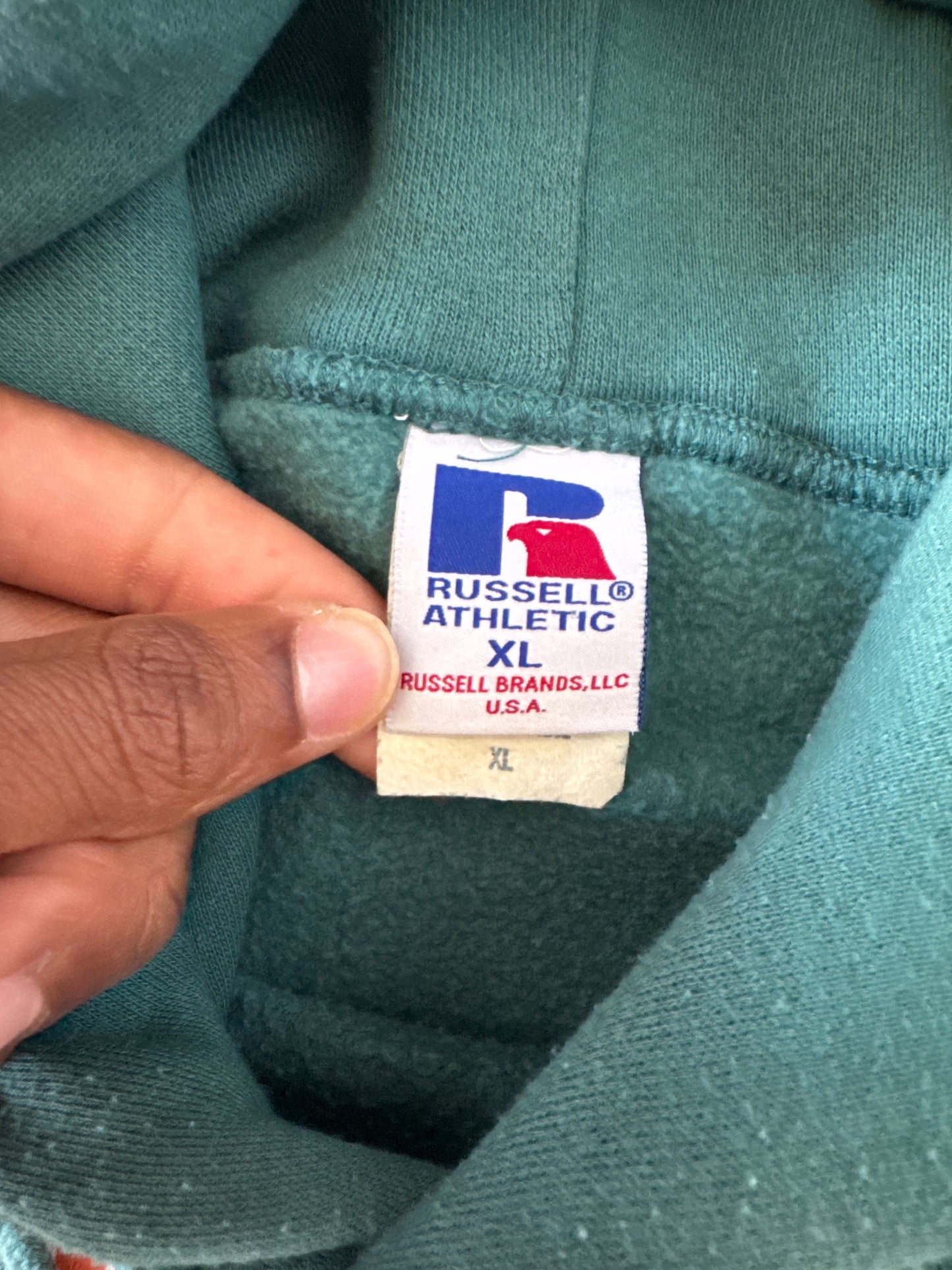 Vintage 90s Russell Athletic Teal Logo Hoodie
