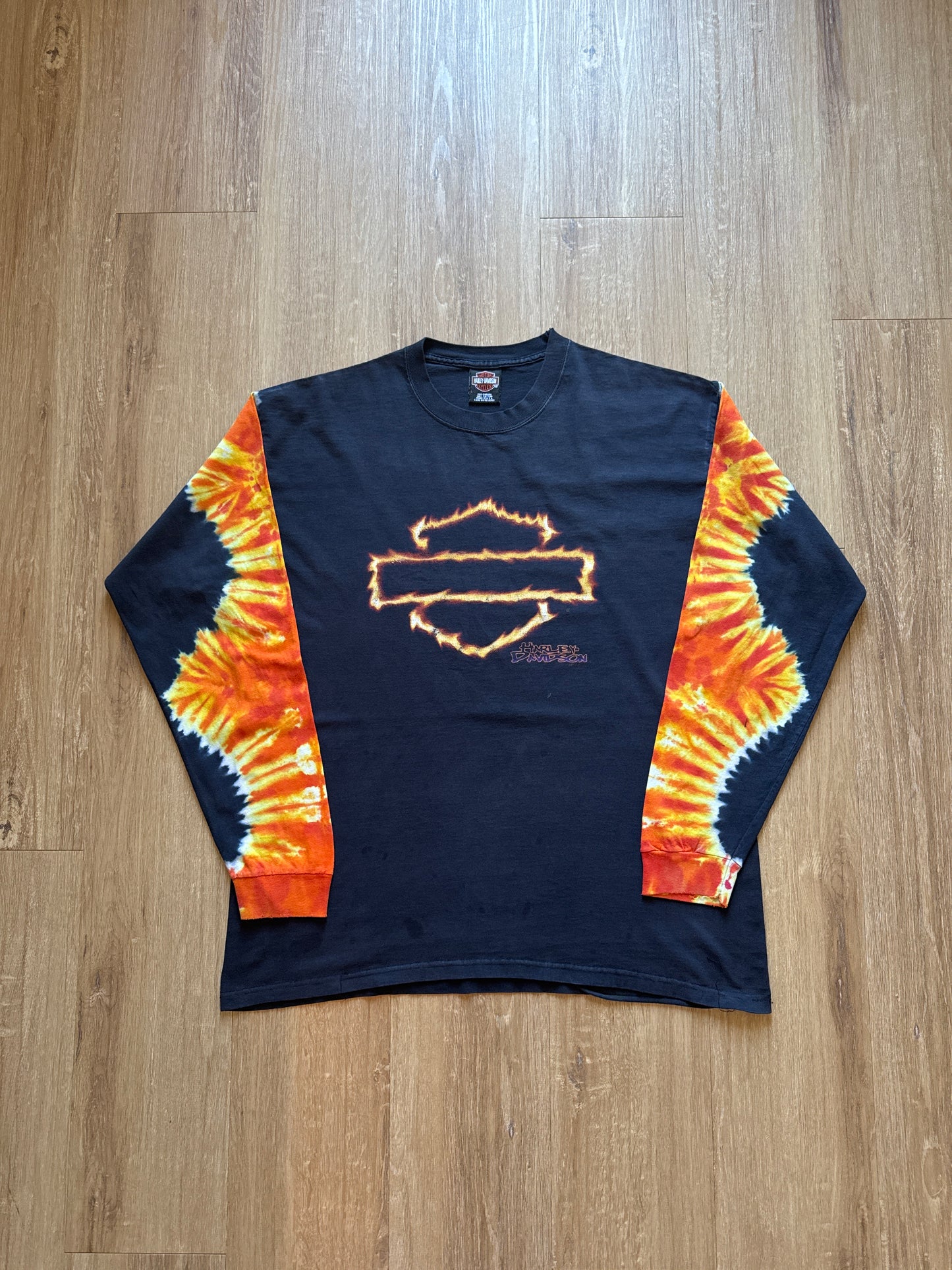Vintage Harley Davidson Flame Sleeve Springfield Massachusetts Long Sleeve