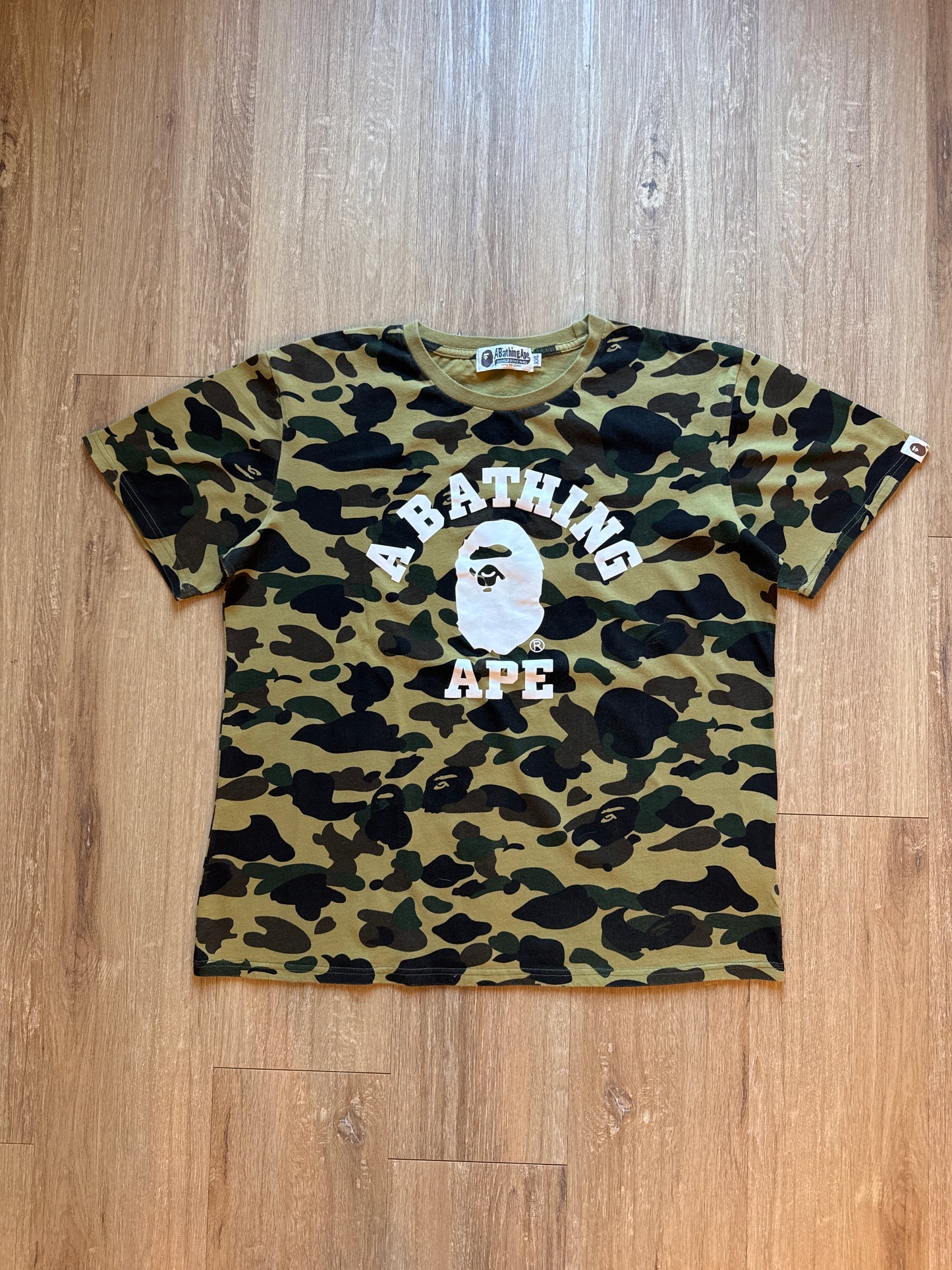 Vintage A Bathing Ape Bape Yellow 1st Camo College Logo Tee