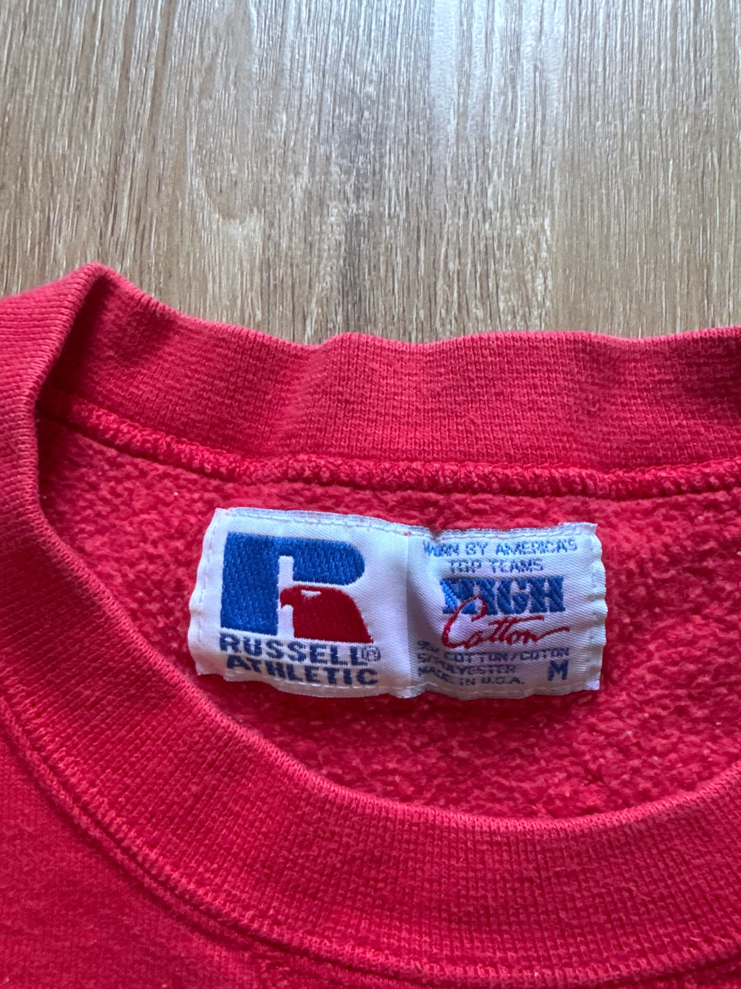 Vintage 90s Russell Athletic Faded Red Logo Sweatshirt