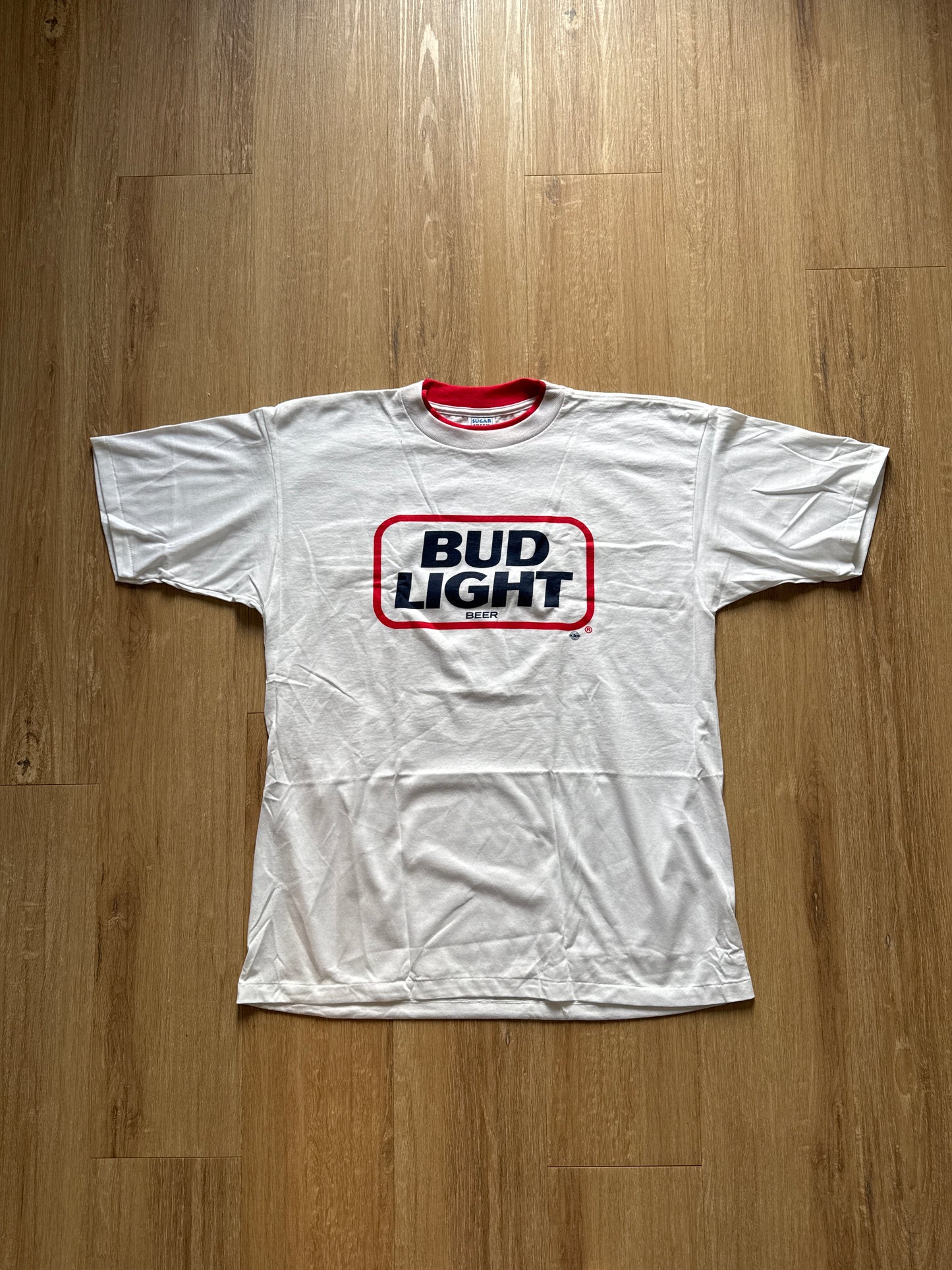 Vintage 90s Bud Light Ringer Neck Tee