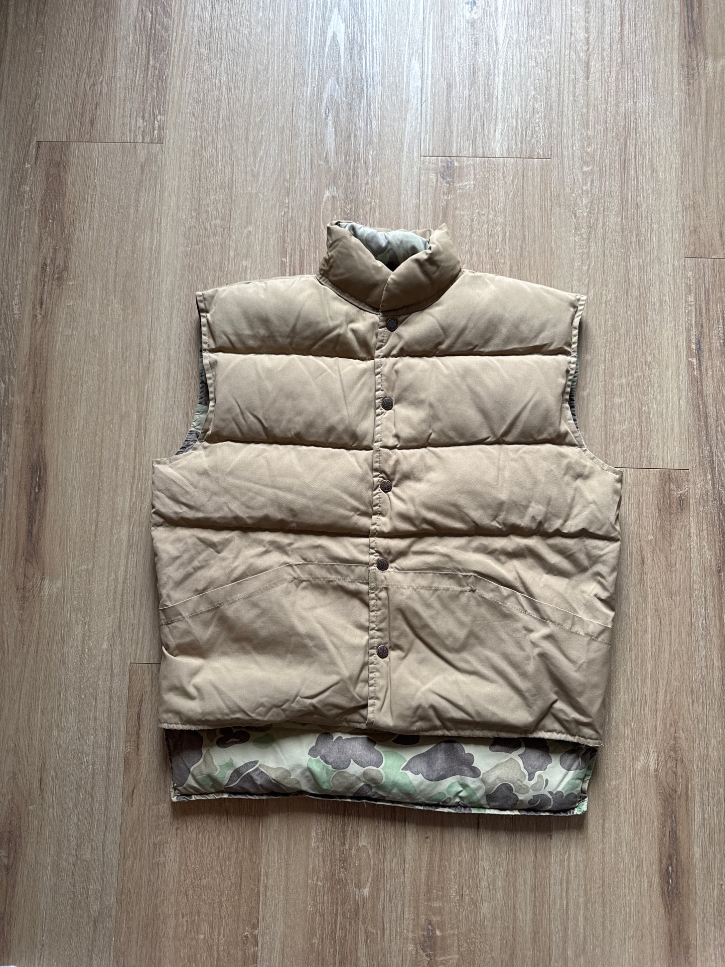 Vintage Cabela Faded Duck Camo Reversible Vest