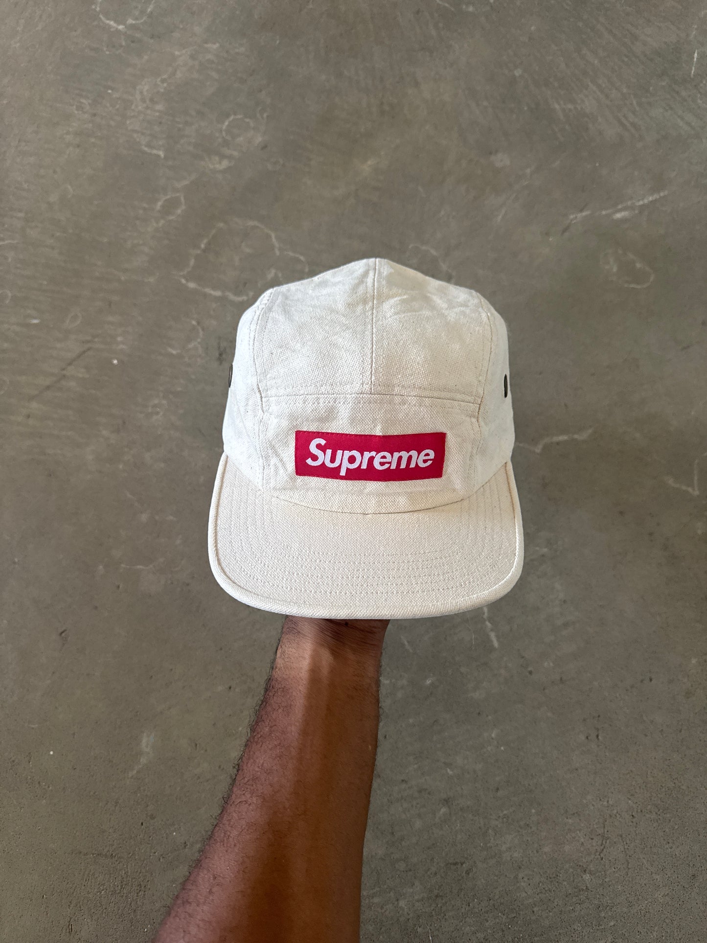 Supreme Napped Canvas White Camo Cap Hat (FW18)
