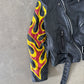 Vintage Real Leather Double Rider Flame Biker Jacket