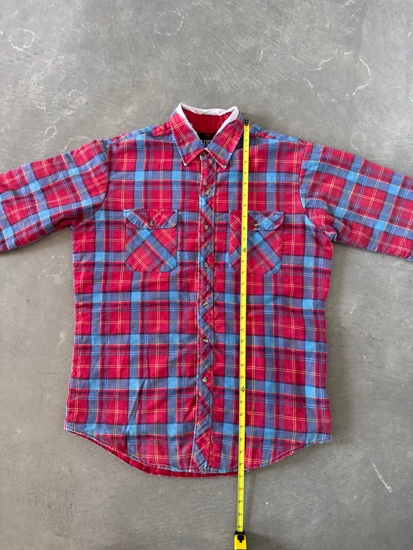 Vintage 90s Tradition Distressed Plaid Quilted Lined Flannel