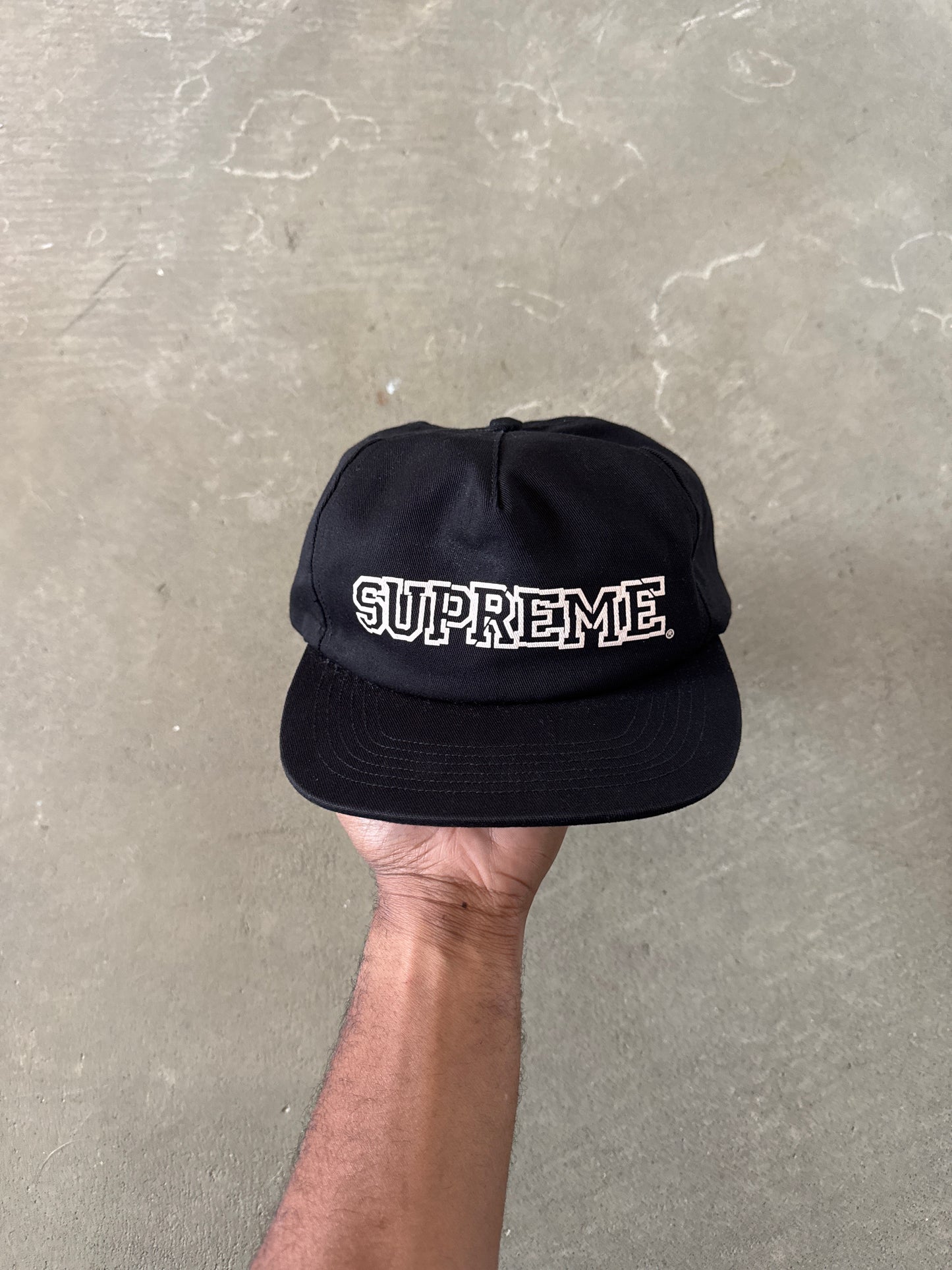 Supreme Shattered Logo 5-Panel Black Snapback Hat