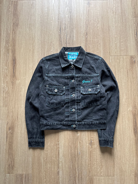 Vintage Women’s Guess Jeans Petite Black Denim Jean Jacket