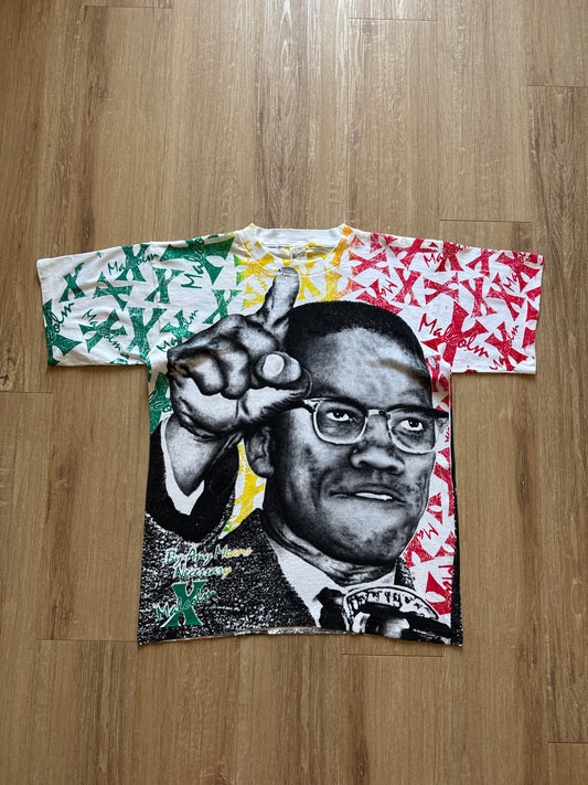Vintage Malcolm X By Any Means Necessary All Over Print Tee