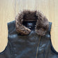 Vintage Y2K Dots Women’s Leather Feather Zip Up Vest Jacket