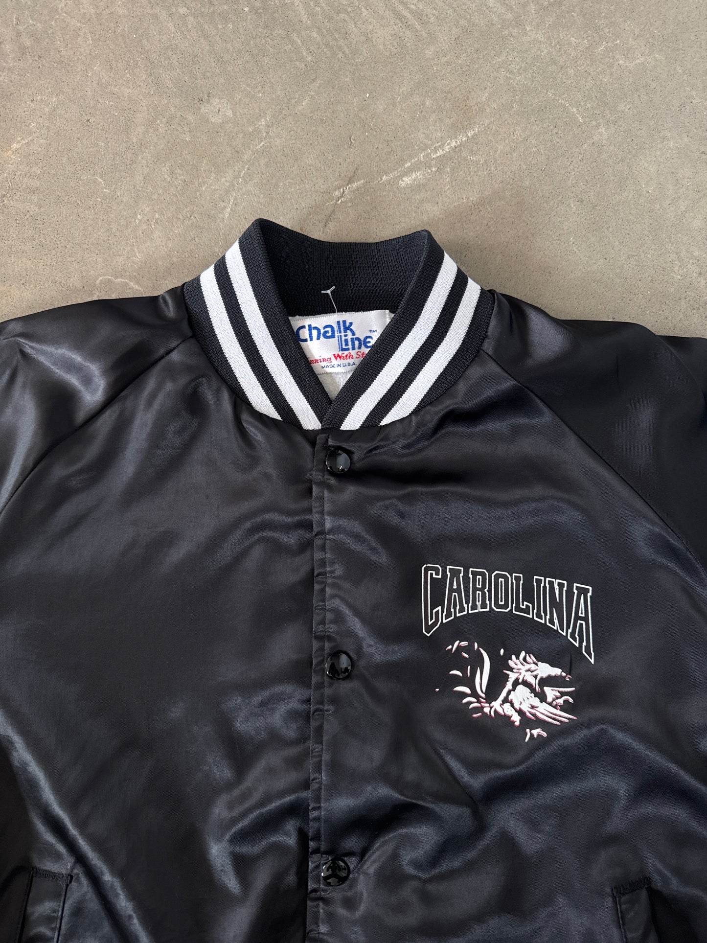 Vintage 80s Chalk Line University Of South Carolina Gamecocks Satin Button Up Jacket