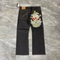 Vintage Ed Hardy Rhinestone Skull Love Kills Slow Denim Jeans