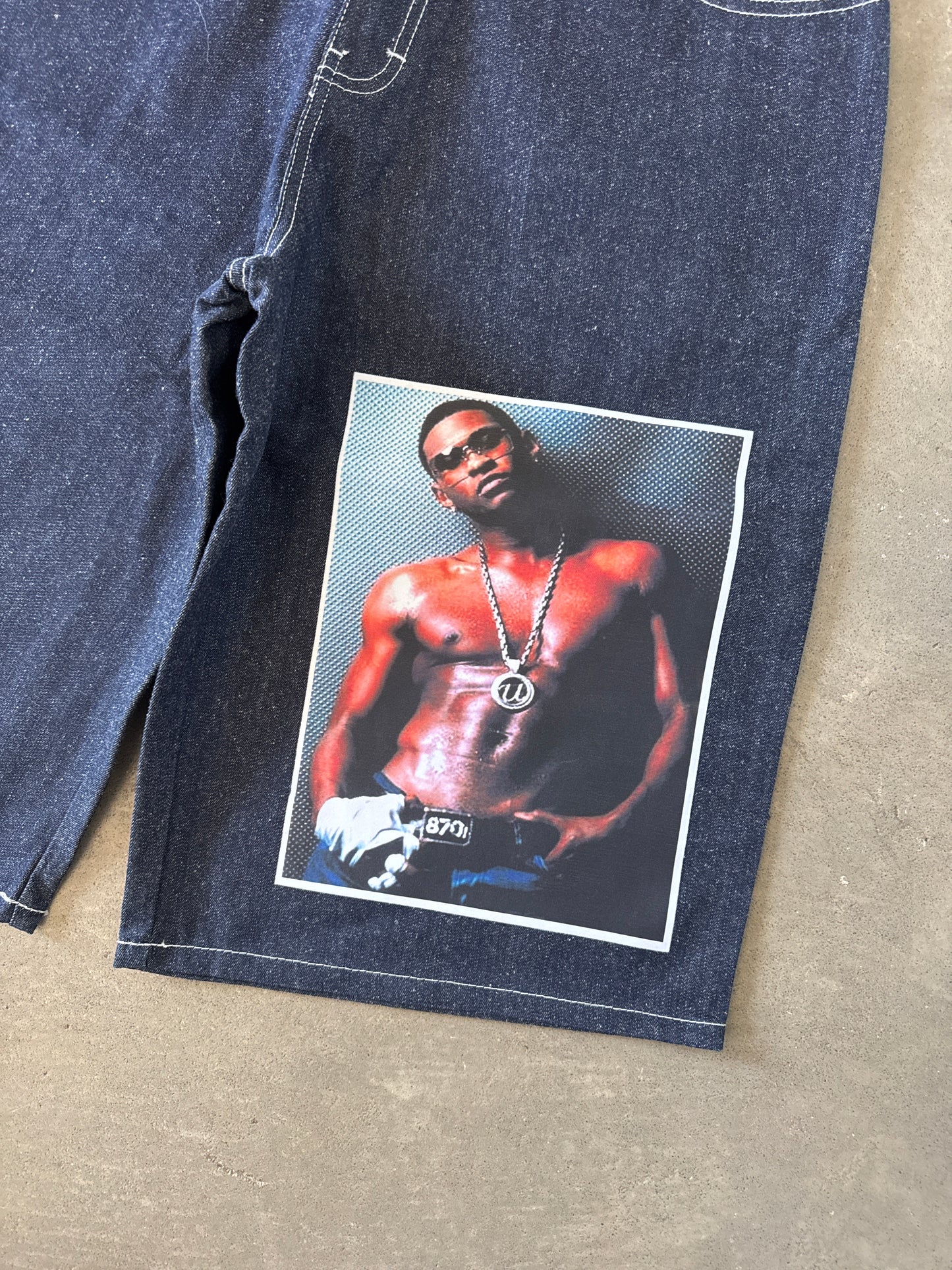Vintage Y2K Badu Jeans Baggy Usher Rap Shorts