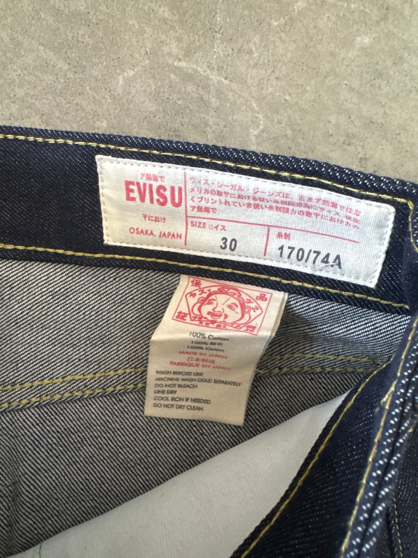 Evisu Orange Dog Japanese Art Selvedge Denim Jeans