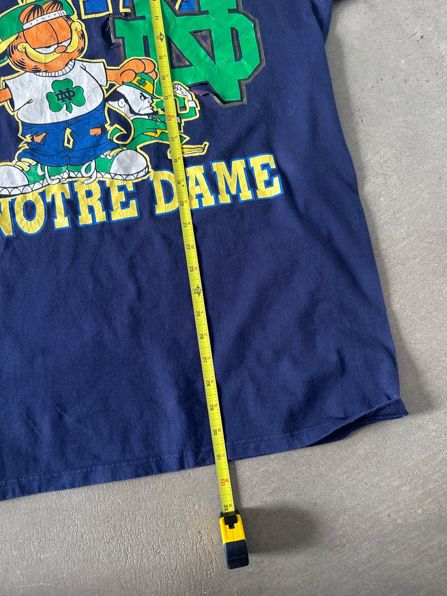 Vintage 90s Notre Dame Irish Garfield Distressed Tee