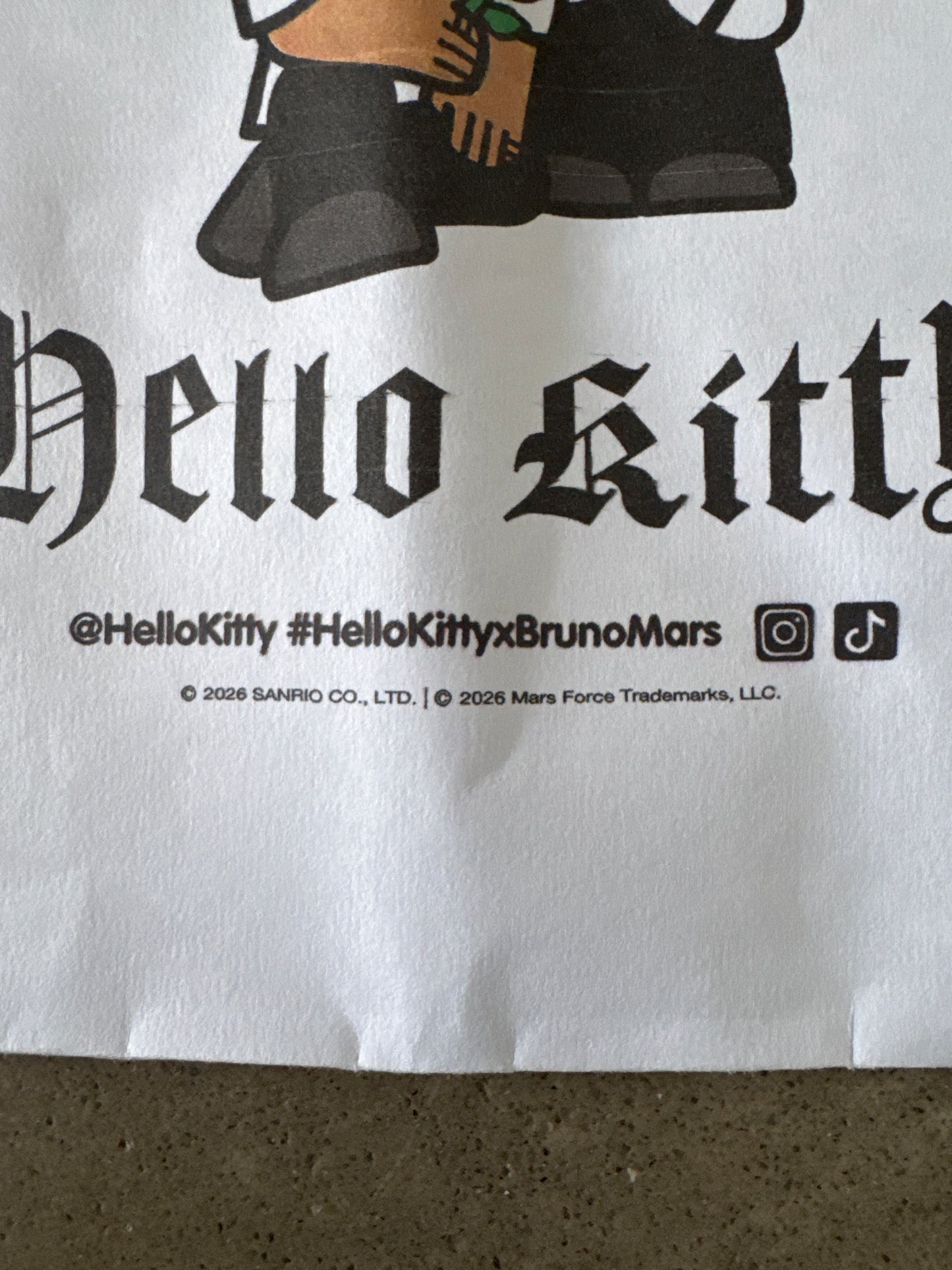 HELLO KITTY x BRUNO MARS Romantic Tour Official Merch Paper Bag Merch Catalog