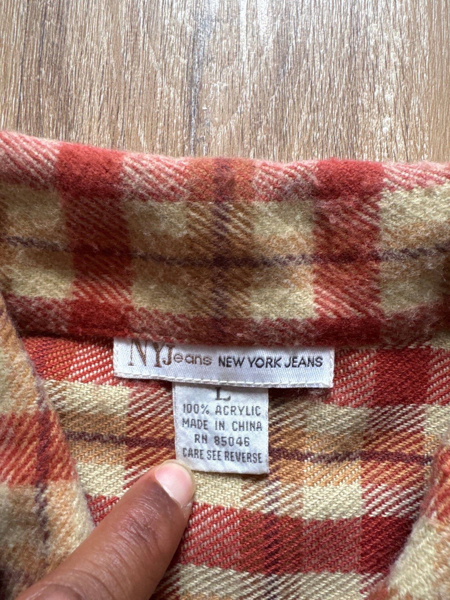 Vintage New York Jeans Acrylic Zip Up Flannel Shirt