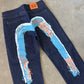 Evisu Embroidered Japanese Wave Art Salvage Denim Jeans