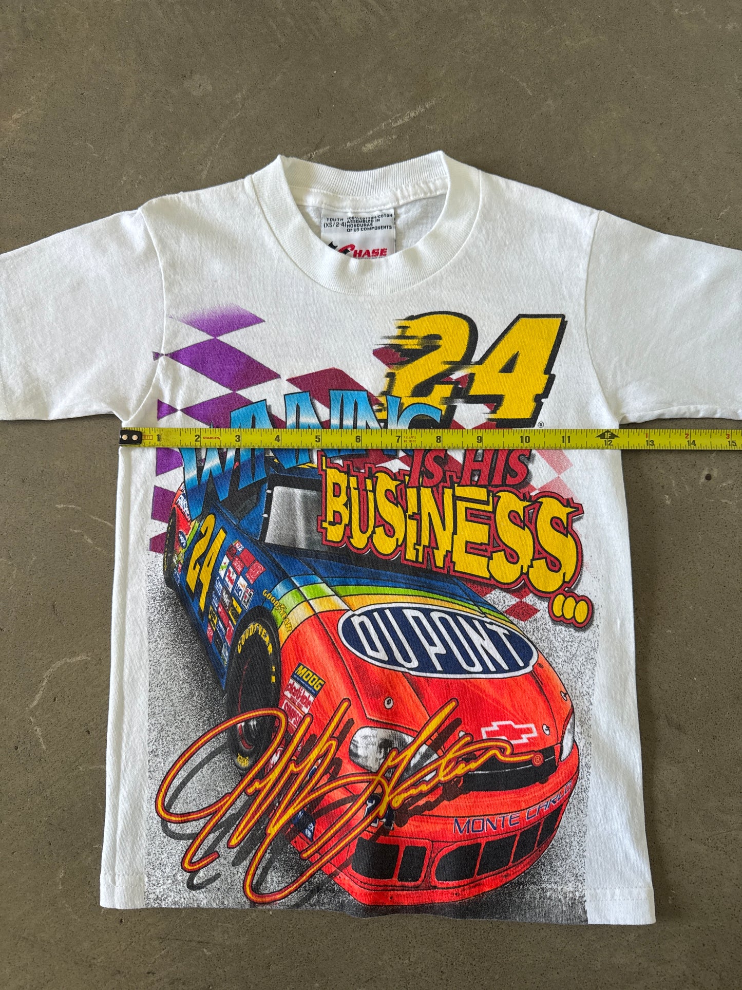 Vintage 1991 Youth Nascar Jeff Gordon Winning Is His Business All Over Print Tee