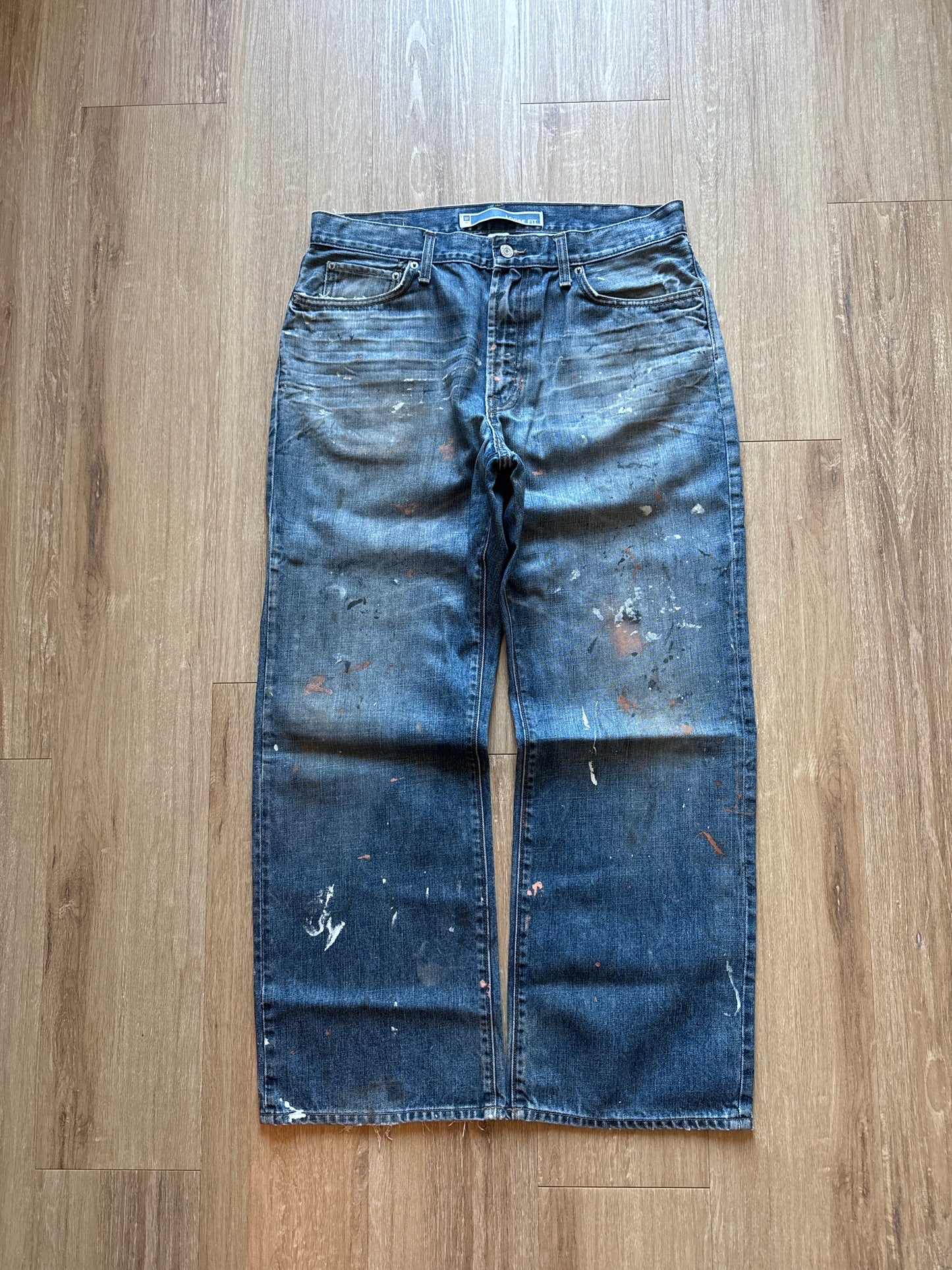 Vintage Gap Loose Fit Distressed Paint Splatter Denim Jeans