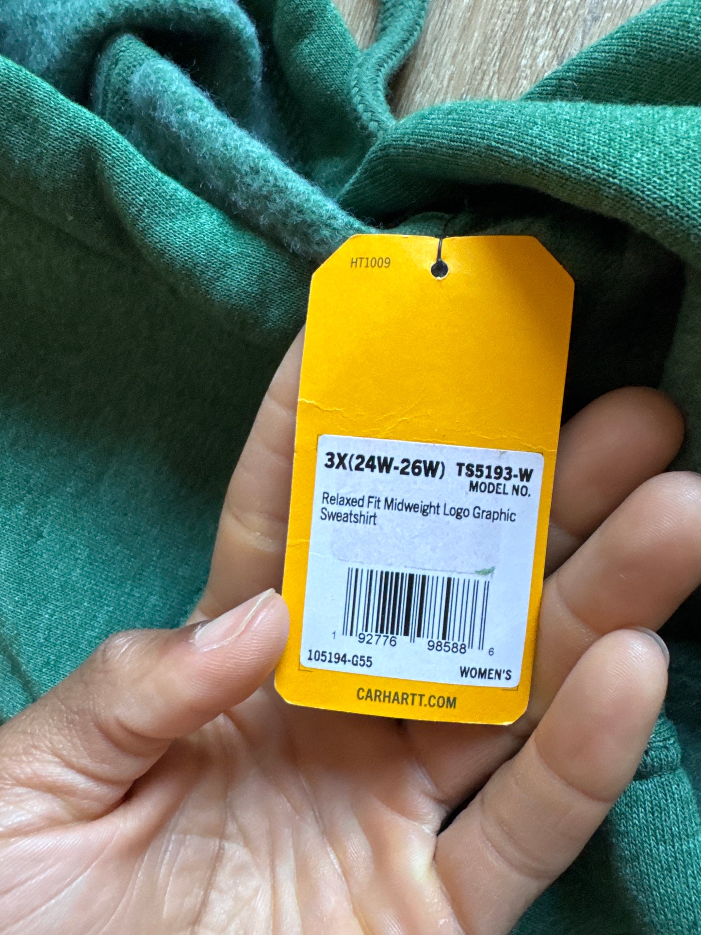 Carhartt Women’s Relaxed Fit Green Logo Hoodie