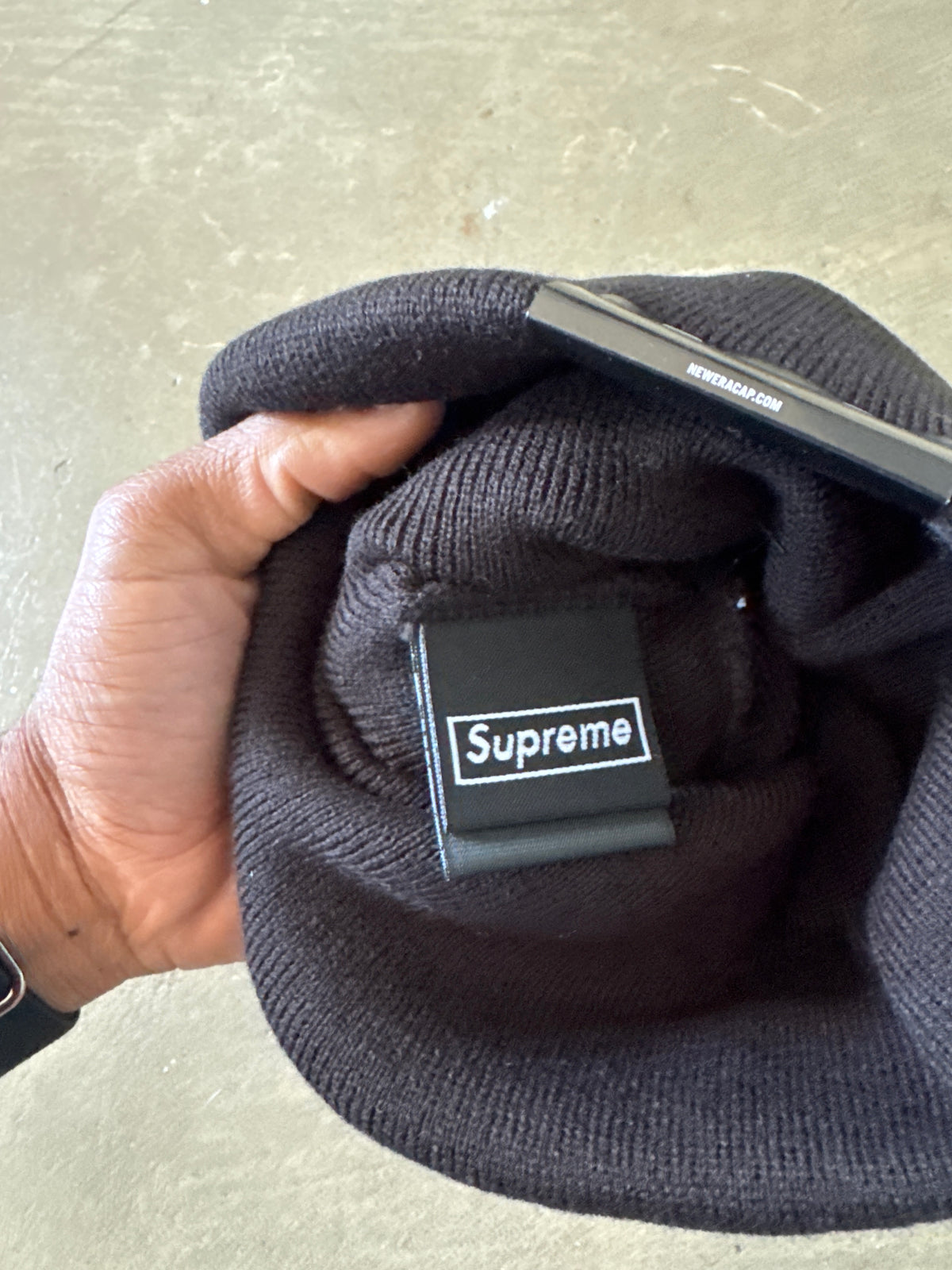 Supreme New Era Action Black Red Beanie (FW26)