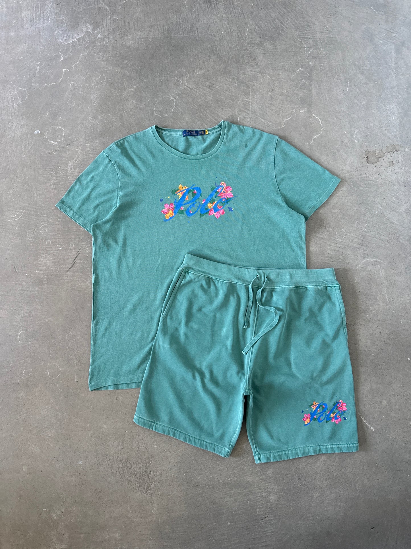 Polo Ralph Lauren Tropical Floral Tee Sweat Shorts Set