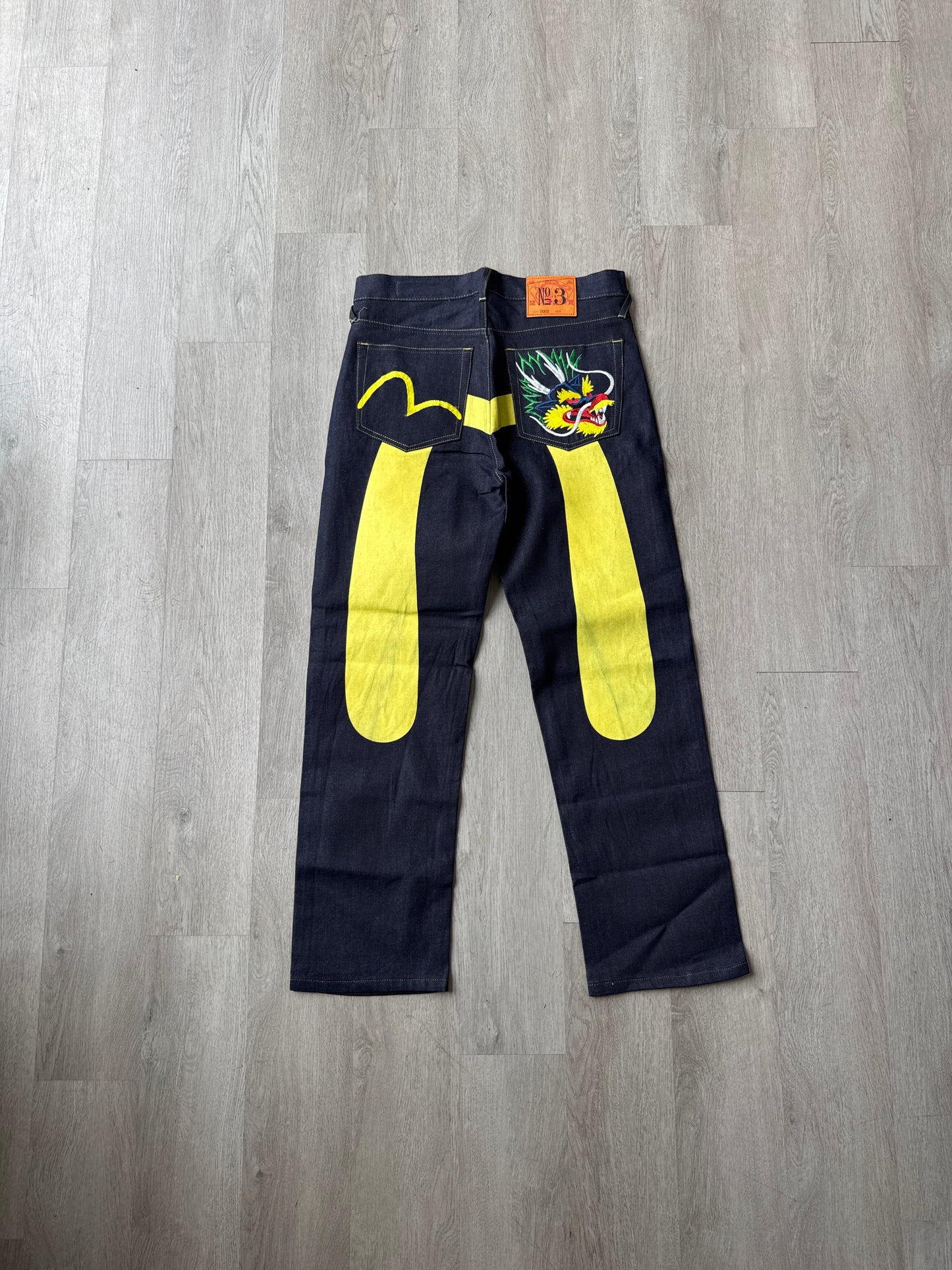 Evisu Japanese Yellow Dragon Art Denim Jeans