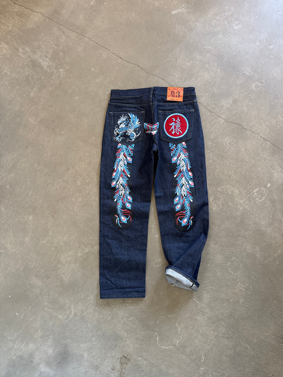 Evisu Embroidered Japanese Art Selvedge Denim Jeans